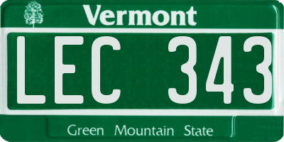 VT license plate LEC343