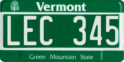 VT license plate LEC345