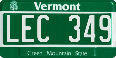 VT license plate LEC349