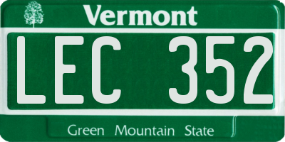 VT license plate LEC352