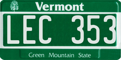 VT license plate LEC353