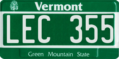 VT license plate LEC355