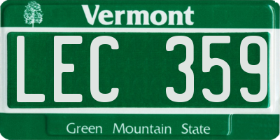 VT license plate LEC359