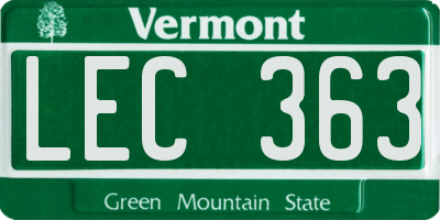 VT license plate LEC363