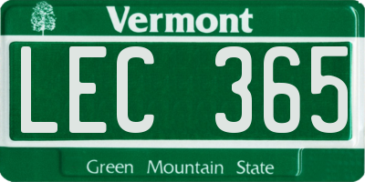 VT license plate LEC365