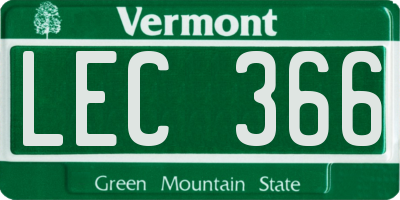 VT license plate LEC366