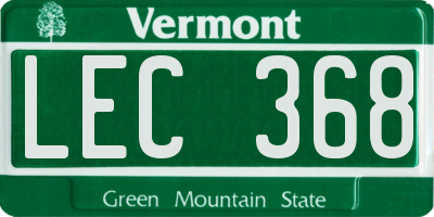 VT license plate LEC368