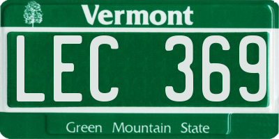 VT license plate LEC369