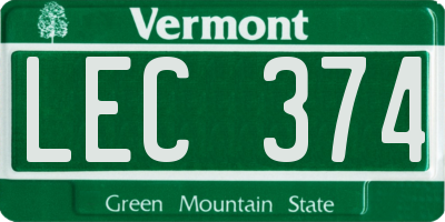 VT license plate LEC374
