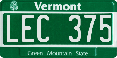 VT license plate LEC375