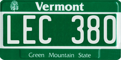 VT license plate LEC380