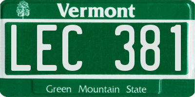 VT license plate LEC381