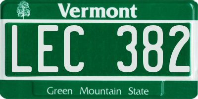 VT license plate LEC382