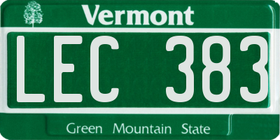 VT license plate LEC383