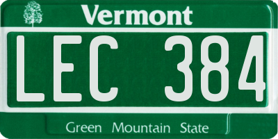 VT license plate LEC384
