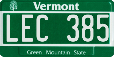 VT license plate LEC385