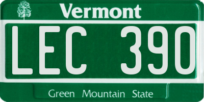 VT license plate LEC390