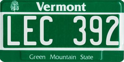 VT license plate LEC392