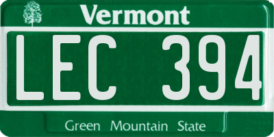 VT license plate LEC394