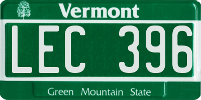 VT license plate LEC396