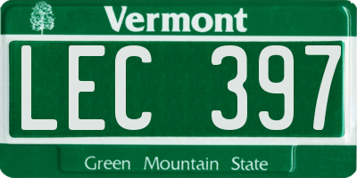 VT license plate LEC397