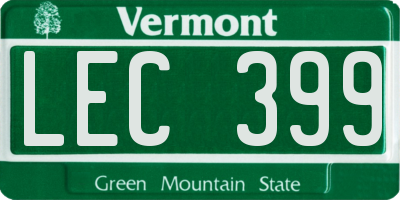 VT license plate LEC399