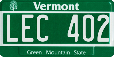 VT license plate LEC402