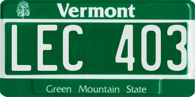 VT license plate LEC403