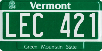 VT license plate LEC421