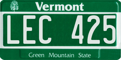 VT license plate LEC425