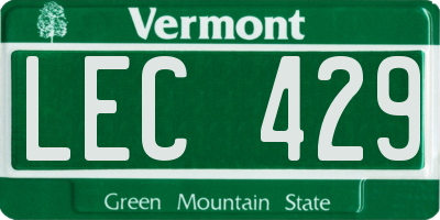 VT license plate LEC429