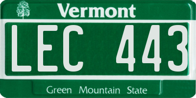 VT license plate LEC443