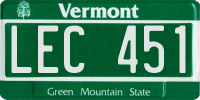 VT license plate LEC451
