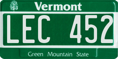 VT license plate LEC452