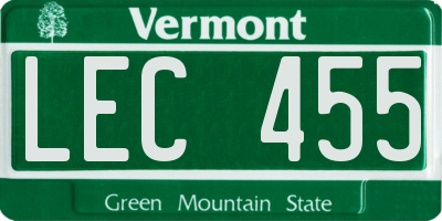 VT license plate LEC455