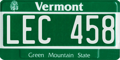 VT license plate LEC458