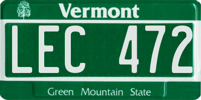 VT license plate LEC472