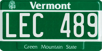 VT license plate LEC489