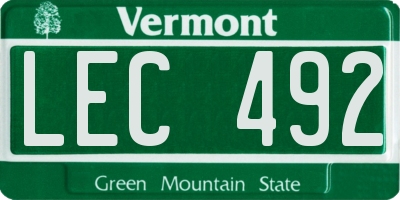 VT license plate LEC492