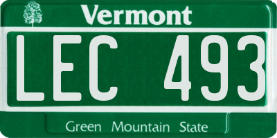 VT license plate LEC493