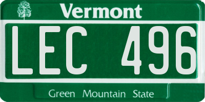 VT license plate LEC496