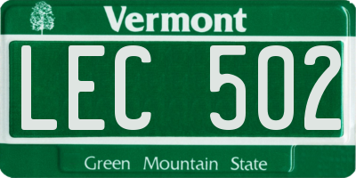 VT license plate LEC502