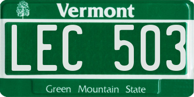 VT license plate LEC503
