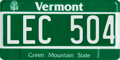 VT license plate LEC504