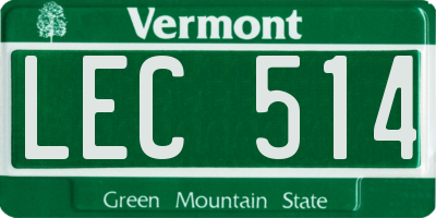 VT license plate LEC514