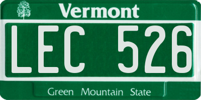 VT license plate LEC526