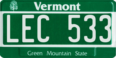 VT license plate LEC533