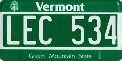 VT license plate LEC534