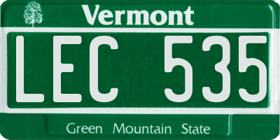VT license plate LEC535