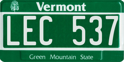 VT license plate LEC537
